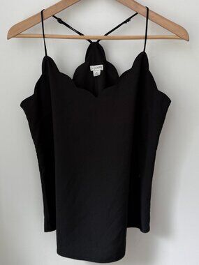 J. CREW Black Scalloped Trim Camisole Top Adjustable Strapless Vibe Cami